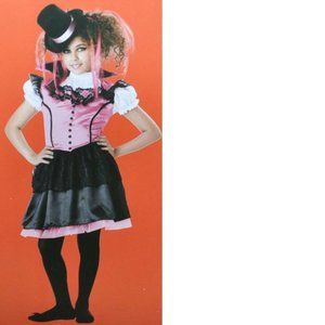 Vampire Sweet Vampira Halloween Costume 10/12 Pink Black Dress, Cravat, Hat Girl